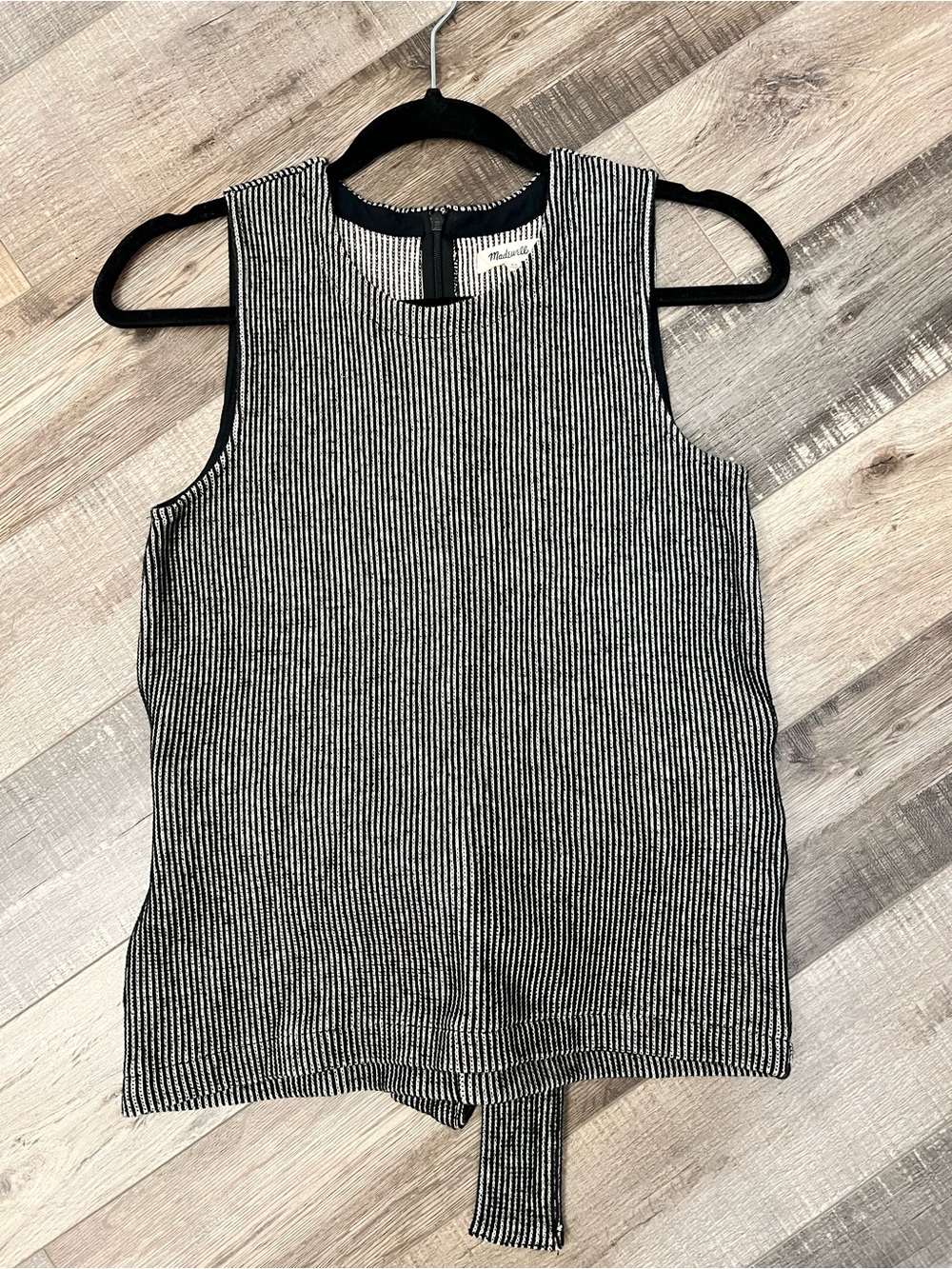 Madewell Black and White Striped Sleeveless Tie-Back Tank sz XS